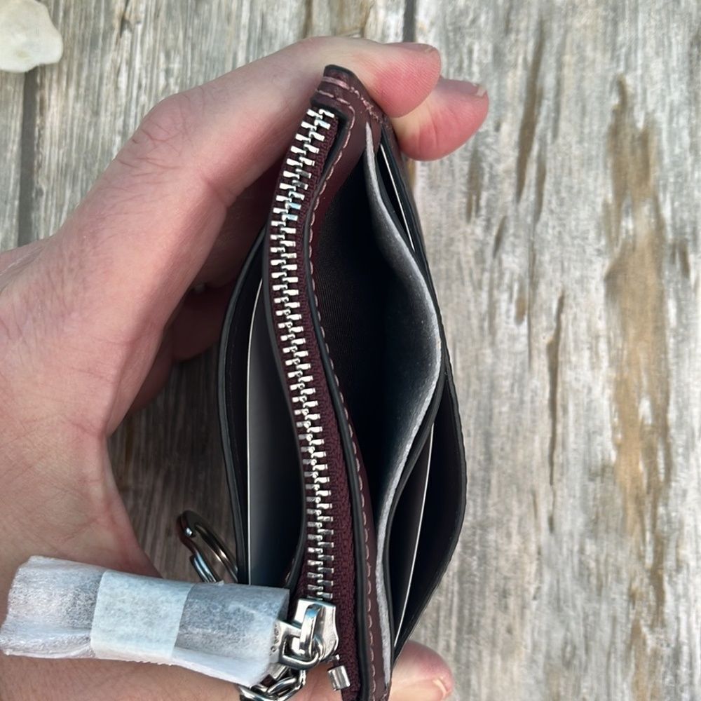 Coach Mini Skinny Id Case With Bow Print Wallet Bag Purse - Picture 3 of 6